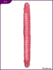 30400 Фаллоимитатор двойной, гнущийся, гелевый, розовый, 43x360 мм