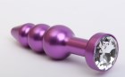 47433-4MM Пробка металл фигурная елочка фиолетовая с прозрачным стразом 11, 2х2, 9см