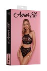 AME036BLK Комплект из топа и трусиков с узором калейдоскоп Amor S/L черный