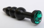 47432-6MM Пробка металл фигурная елочка черная с зеленым стразом 11,2х2,9см  (47432-6MM)